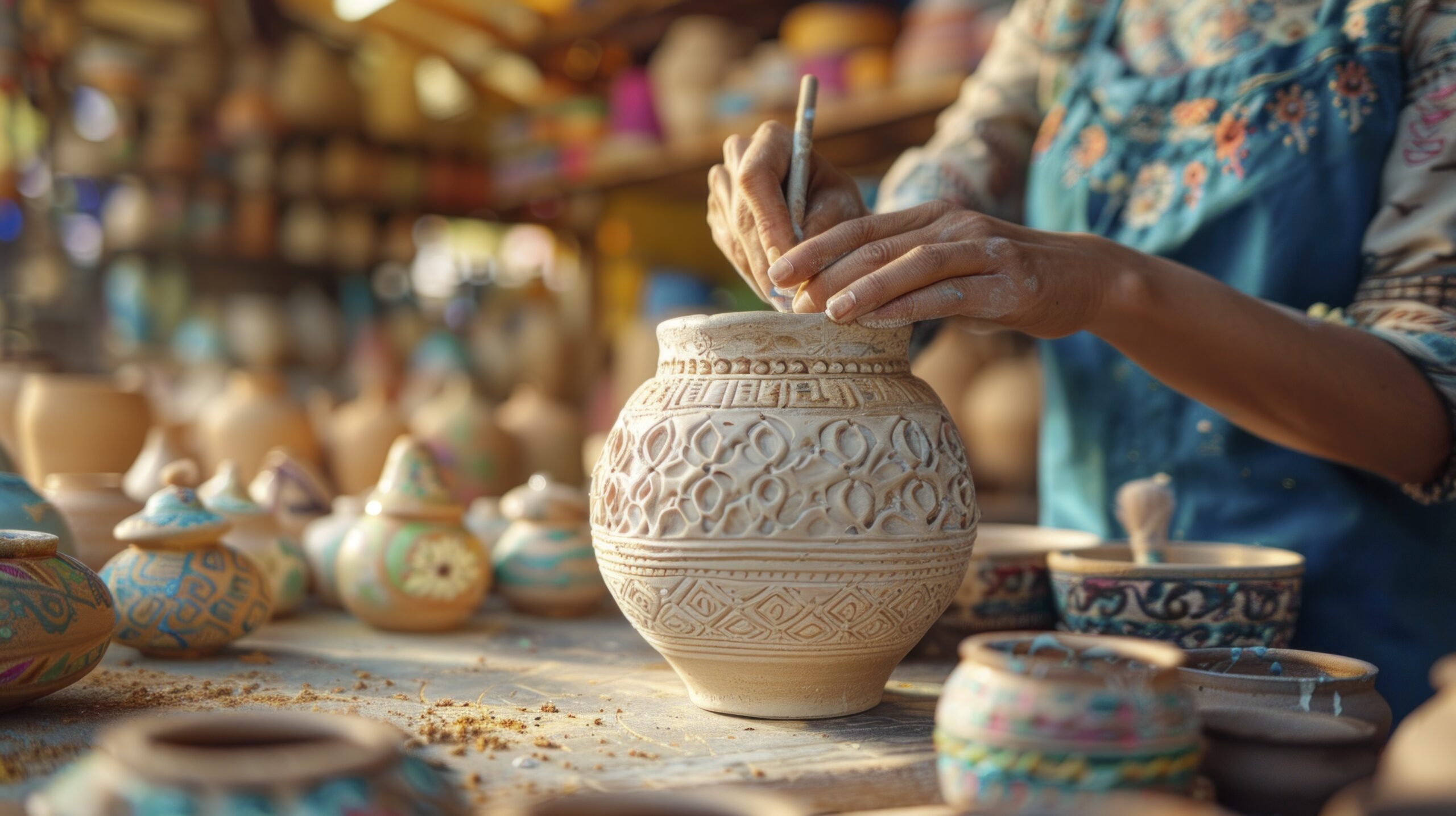 Close up hands working pottery scaled